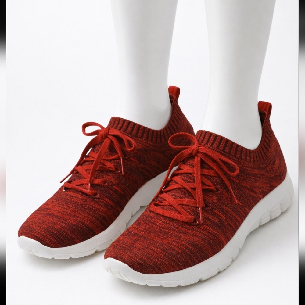 Lightweight Red Knit Sneakers – Size 9.5  🔥